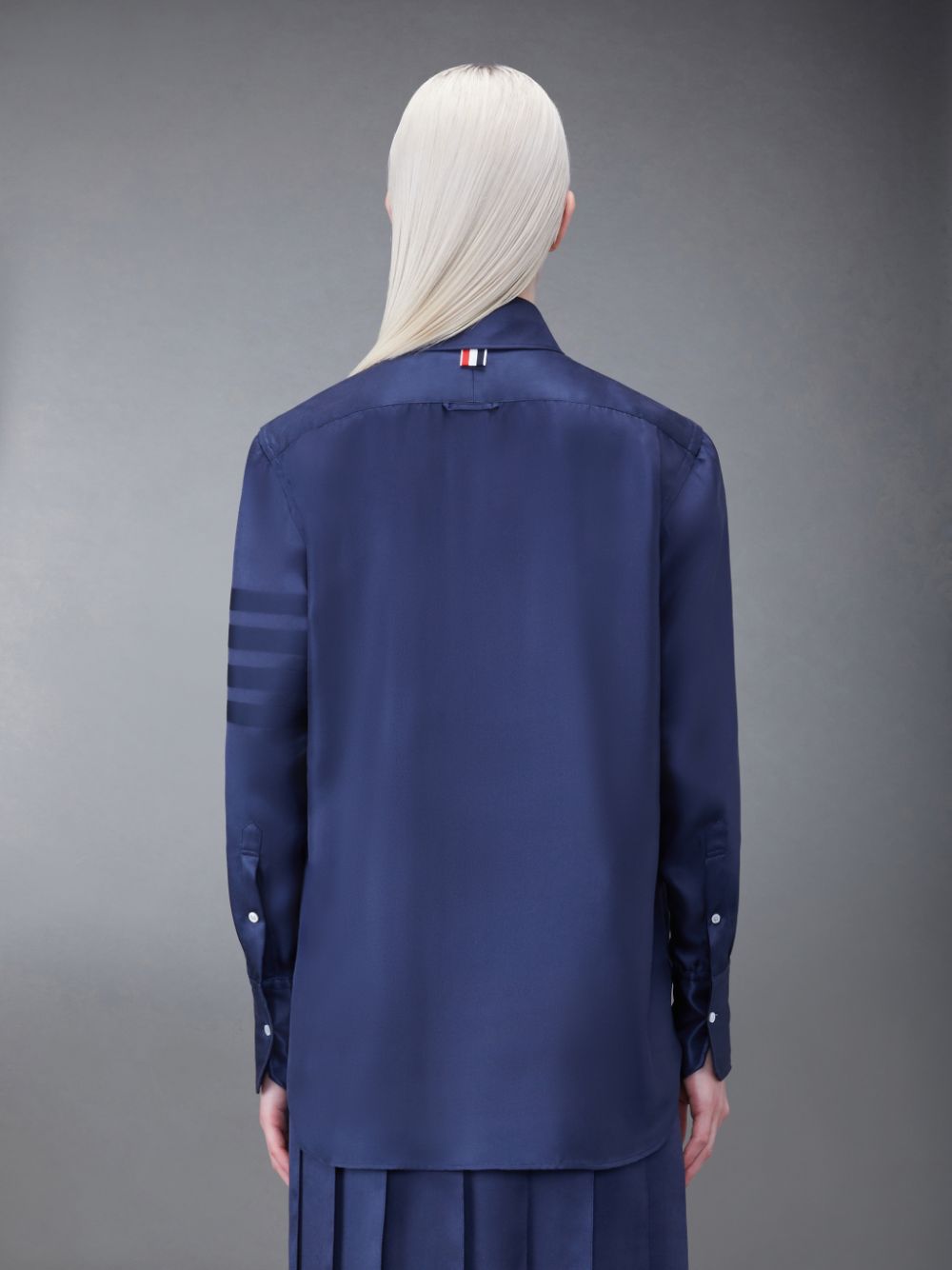 Thom Browne Silk Twill 4-Bar Oversized Hemd Damen Blau | CLG59Y11530
