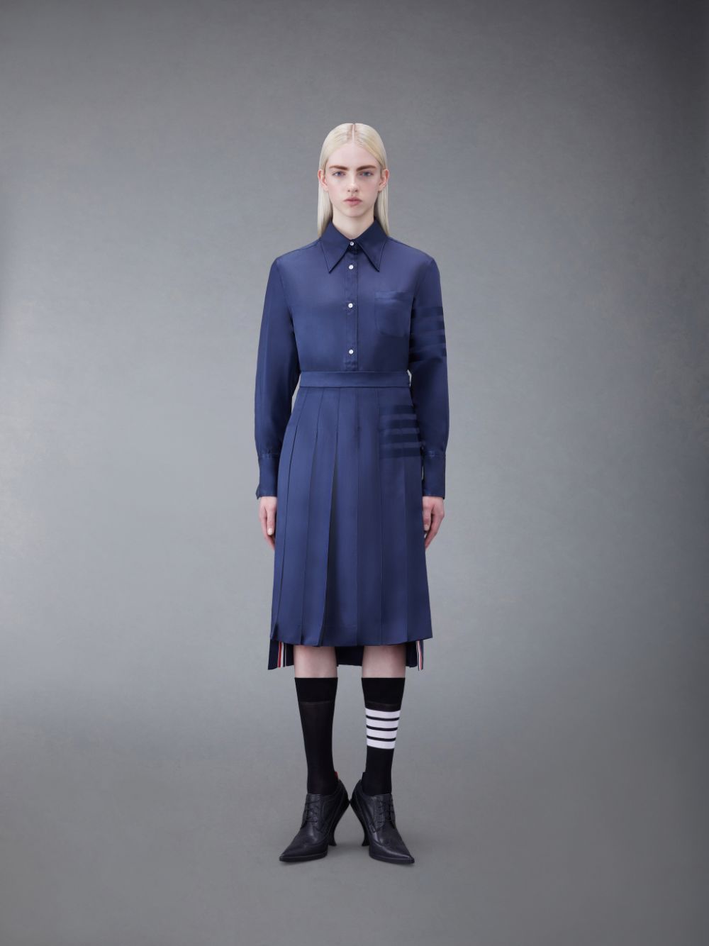 Thom Browne Silk Twill 4-Bar Oversized Hemd Damen Blau | CLG59Y11530