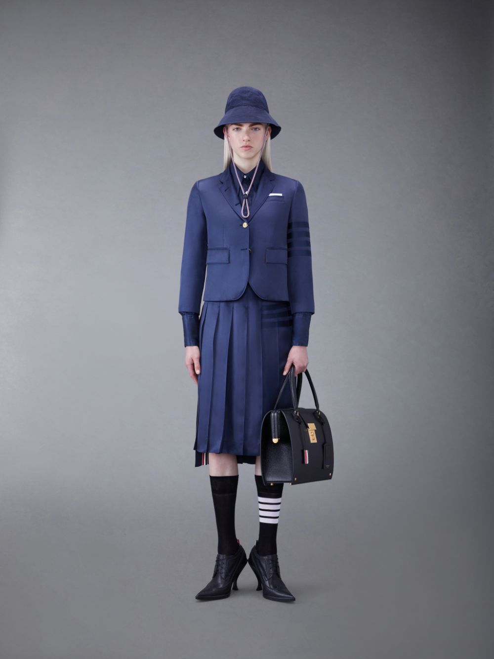 Thom Browne Silk Twill 4-Bar Oversized Hemd Damen Blau | CLG59Y11530
