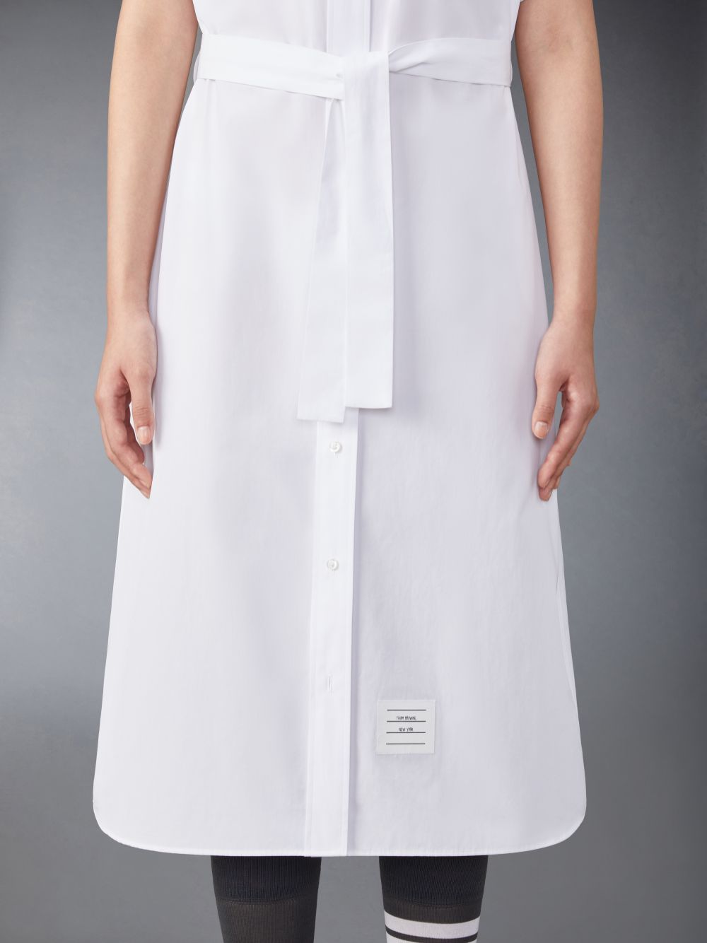 Thom Browne Solid Poplin Midi Shirt Kleid Damen Weiß | RLO87S23705
