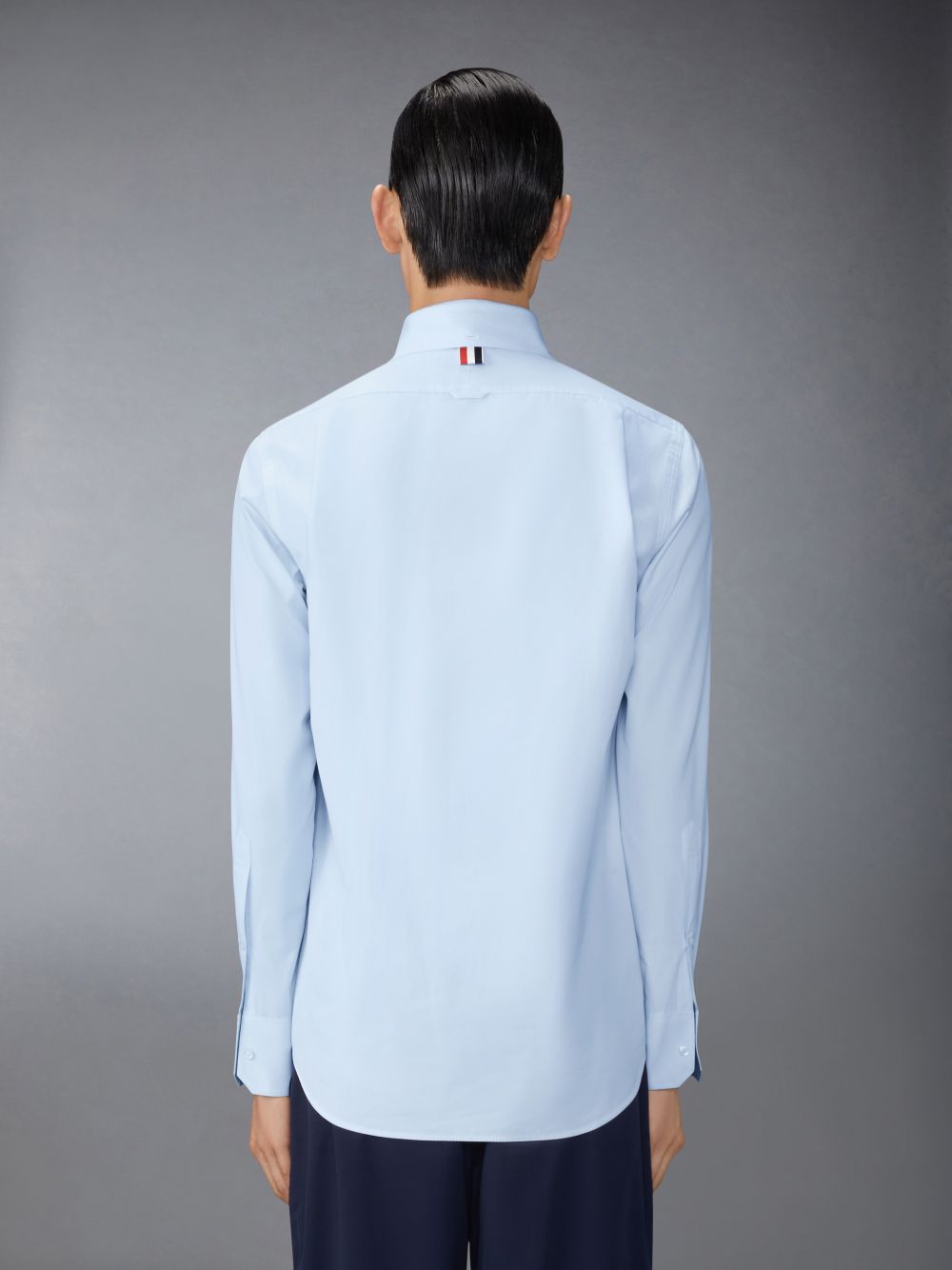 Thom Browne Solid Poplin Twin Needle Contrast Topstitching Hemd Herren Blau | IVG73N85460