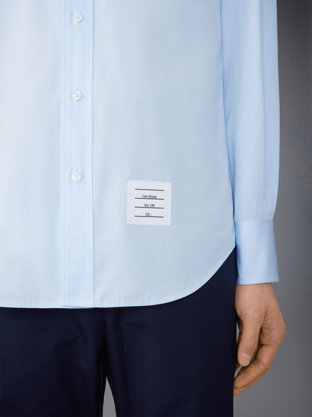 Thom Browne Solid Poplin Twin Needle Contrast Topstitching Hemd Herren Blau | IVG73N85460