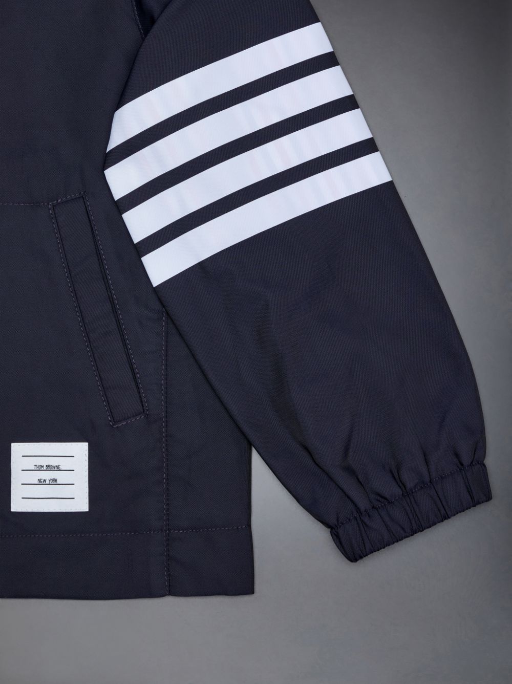 Thom Browne Solid Swim Tech 4-Bar Hooded Zip Jacken Jungen Blau | FVS46L14868