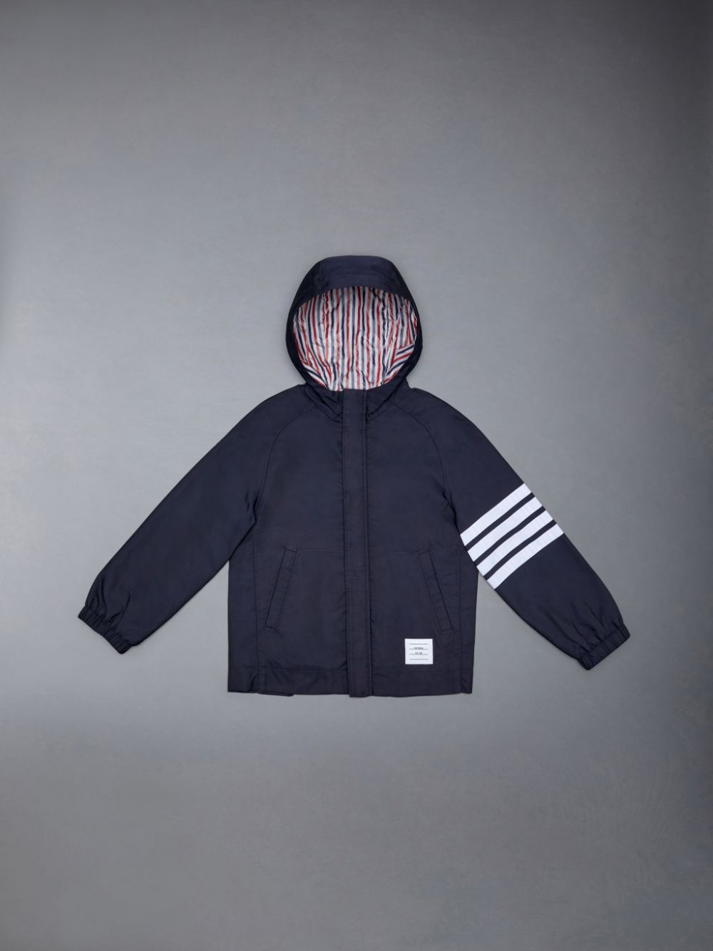 Thom Browne Solid Swim Tech 4-Bar Hooded Zip Jacken Jungen Blau | FVS46L14868