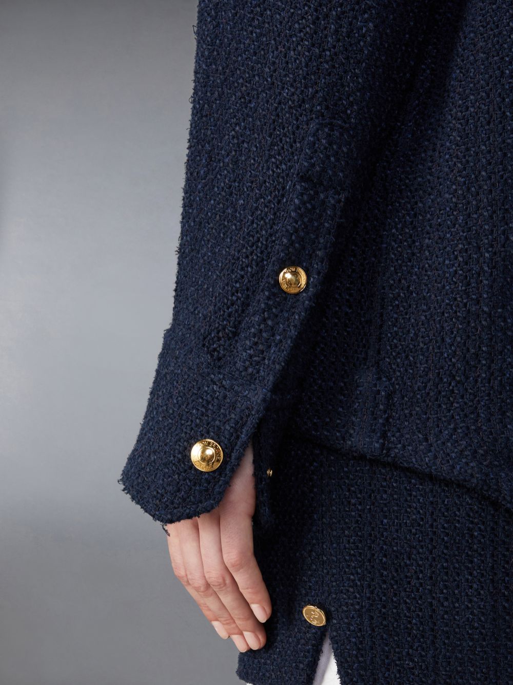 Thom Browne Solid Tweed Shirt Jacken Damen Blau | MPJ27I67819