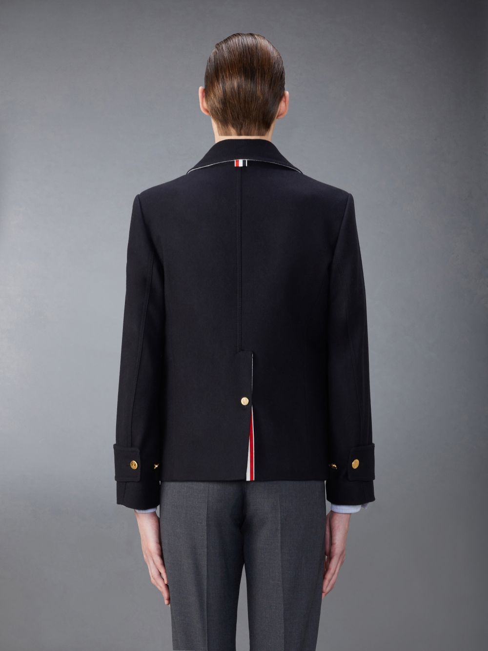 Thom Browne Spring Weight Melton Wool Peacoat Mäntel Herren Blau | BXQ05E66501