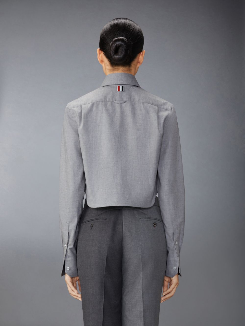 Thom Browne Stripe Cotton Flannel Classic Cropped Round Collar Hemd Damen Grau | RKC07Y25084