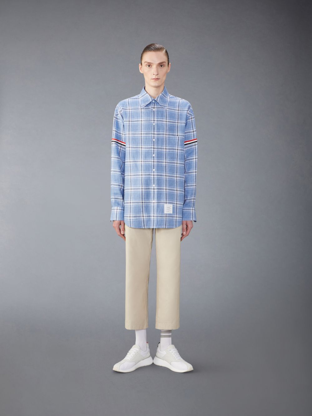 Thom Browne Stripe Linen Armband Oversized Hemd Herren Blau | HOJ29Q91497
