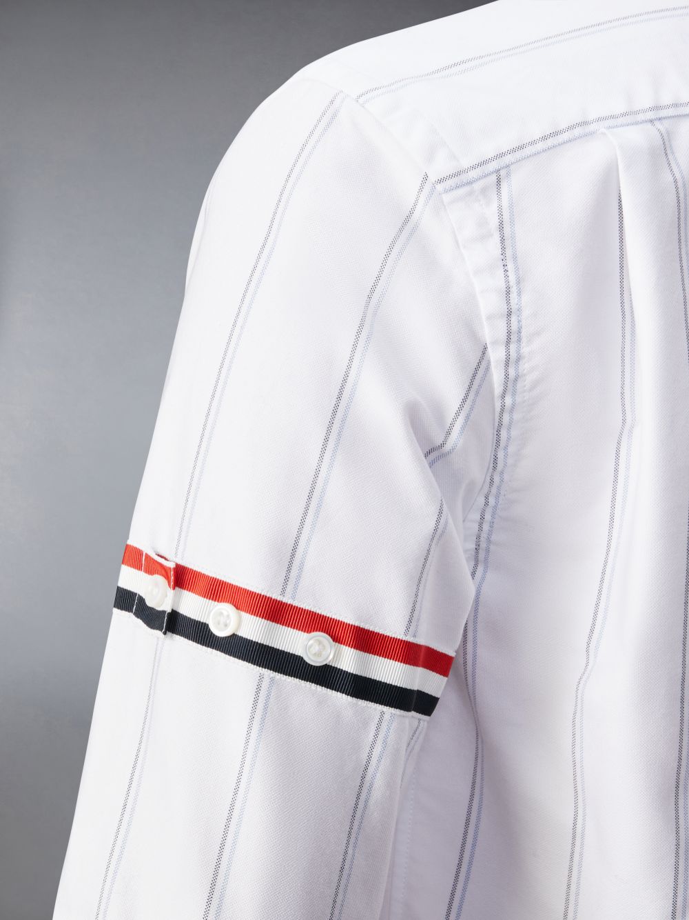 Thom Browne Stripe Oxford Armband Cropped Hemd Damen Weiß | FQC69X19367