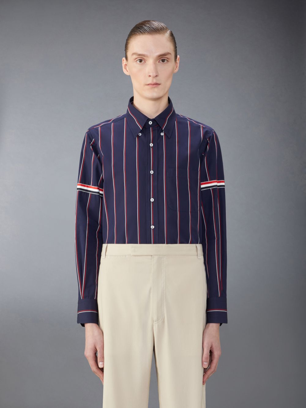 Thom Browne Stripe Poplin Armband Hemd Herren Blau | QYJ36I45337