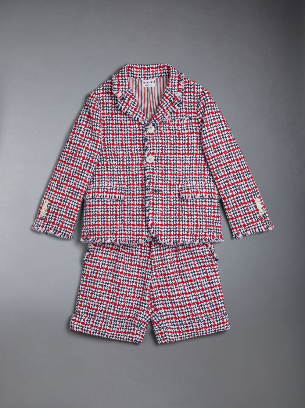 Thom Browne Summer Tweed Fray Sport Jacken Jungen Weiß | XAM84Y89967