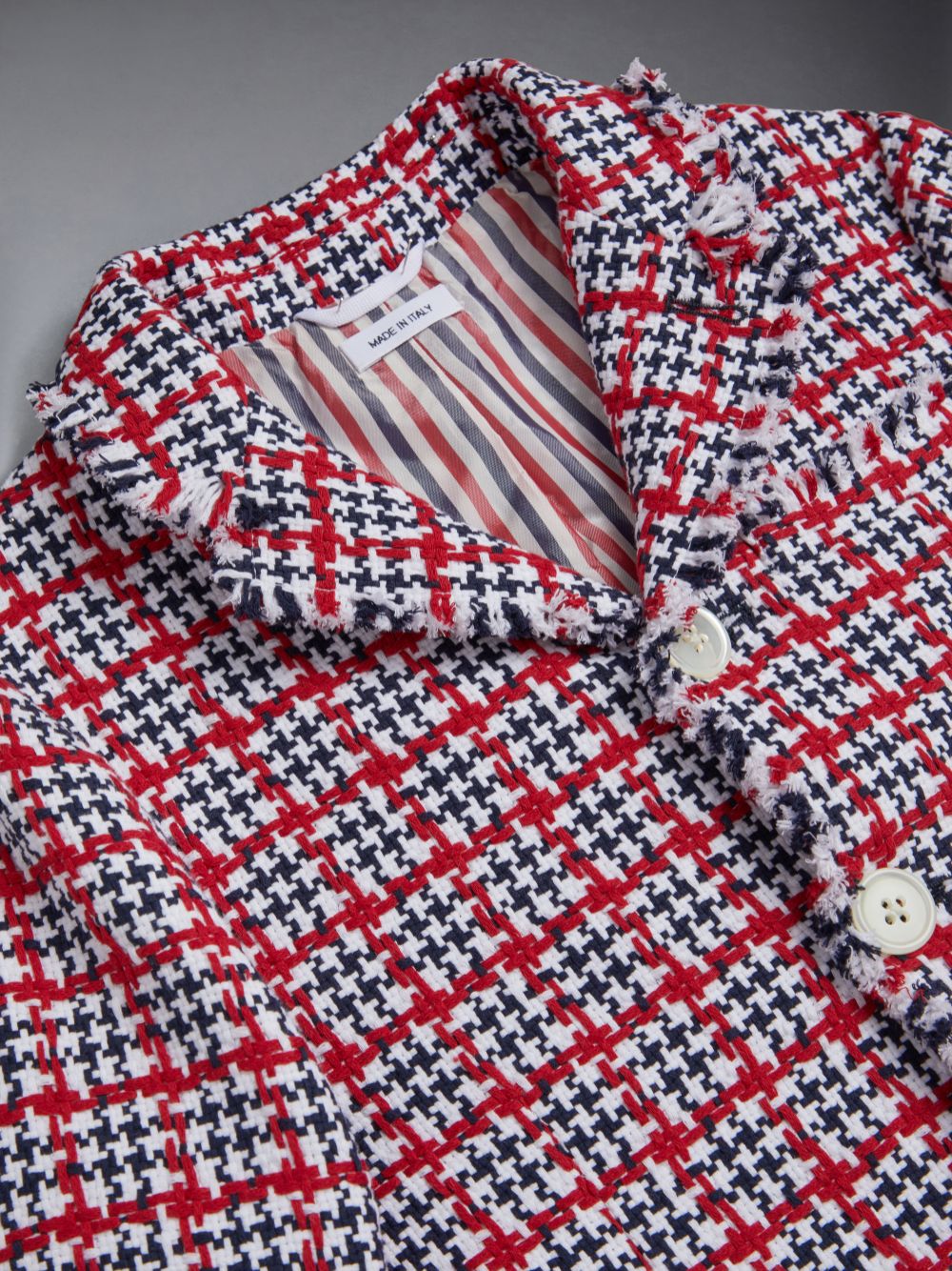 Thom Browne Summer Tweed Fray Sport Jacken Jungen Weiß | XAM84Y89967