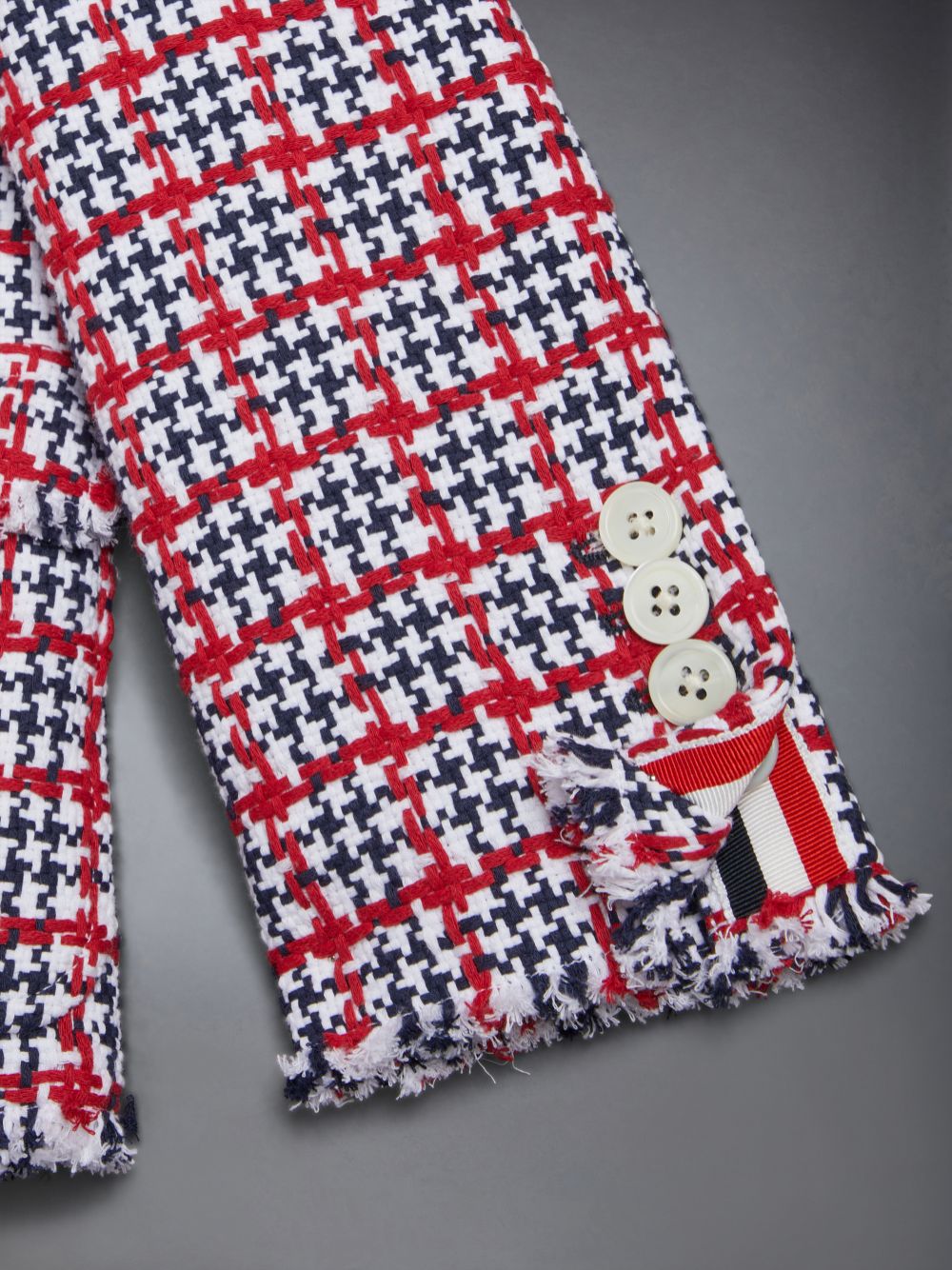 Thom Browne Summer Tweed Fray Sport Jacken Jungen Weiß | XAM84Y89967