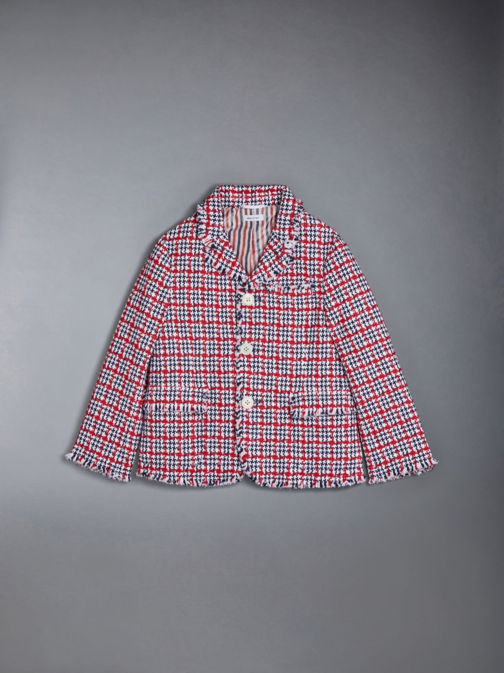 Thom Browne Summer Tweed Fray Sport Jacken Jungen Weiß | XAM84Y89967