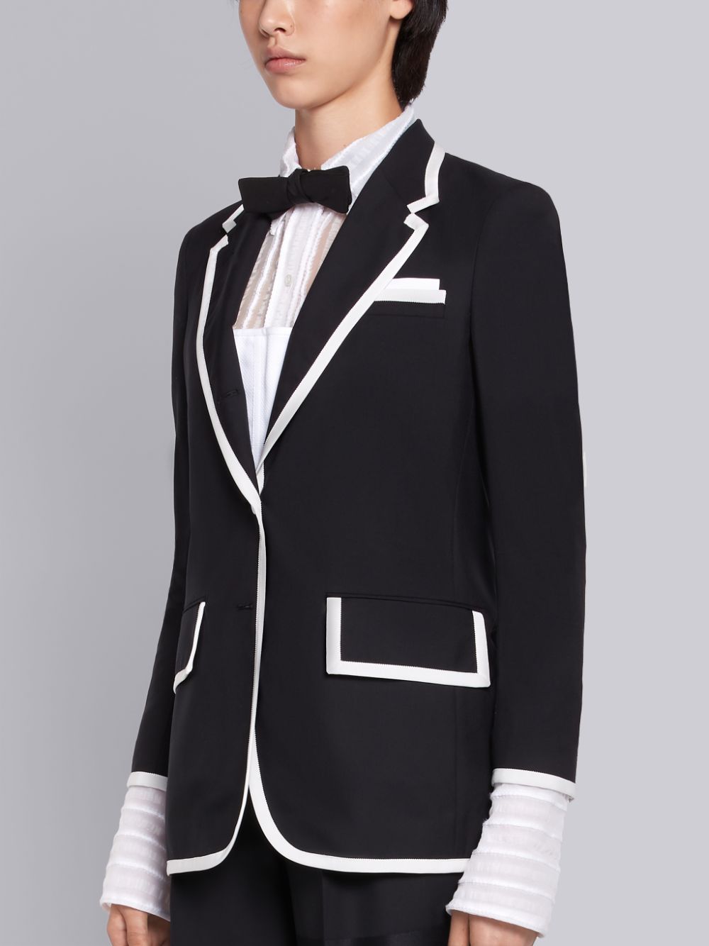 Thom Browne Super 120s Plain Weave Wide Lapel Jacken Damen Schwarz | IWE20T75893