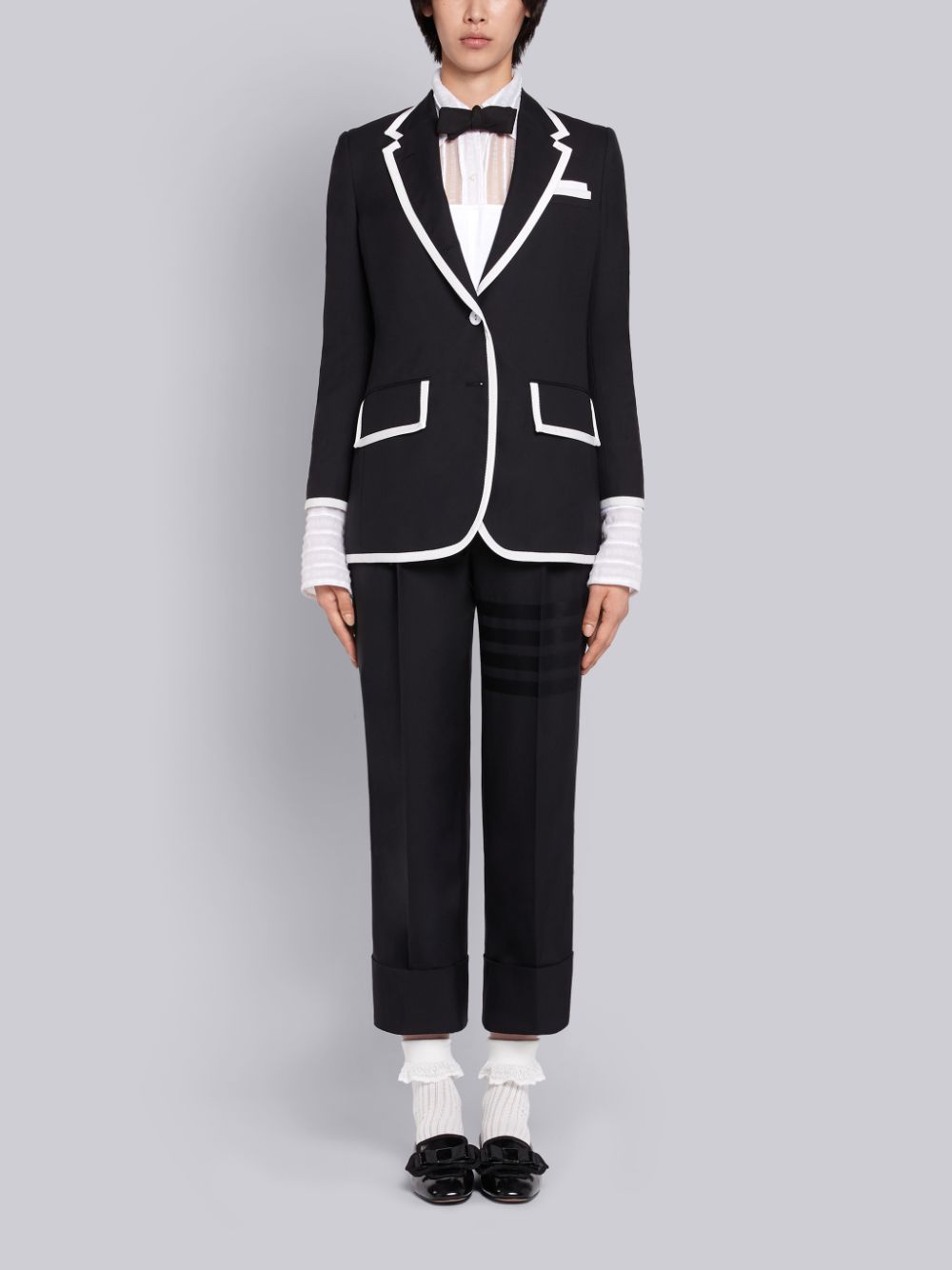Thom Browne Super 120s Plain Weave Wide Lapel Jacken Damen Schwarz | IWE20T75893