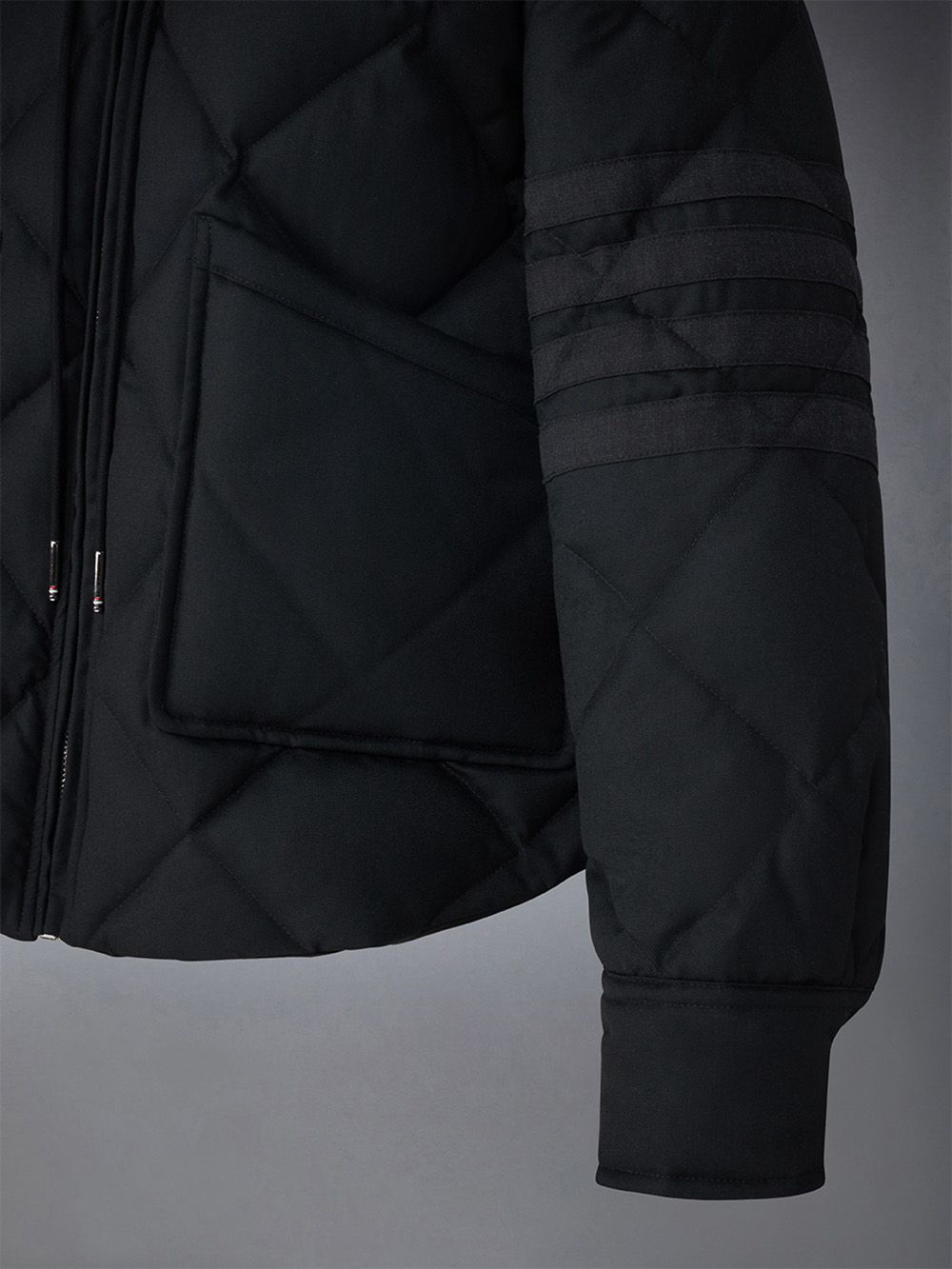 Thom Browne Super 120's Twill Down 4-bar Hooded Jacken Damen Schwarz | UYF85C54727