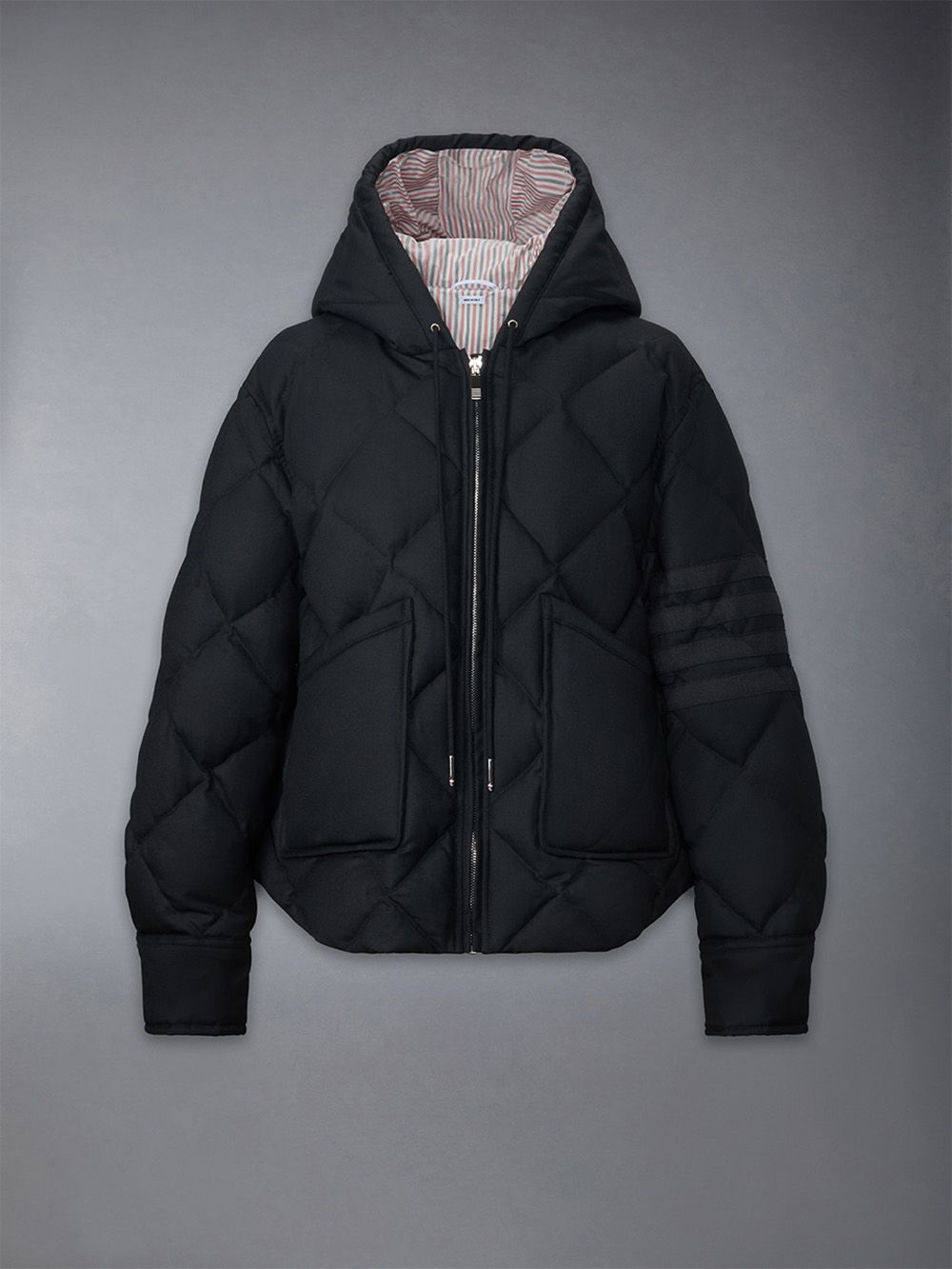 Thom Browne Super 120\'s Twill Down 4-bar Hooded Jacken Damen Schwarz | UYF85C54727