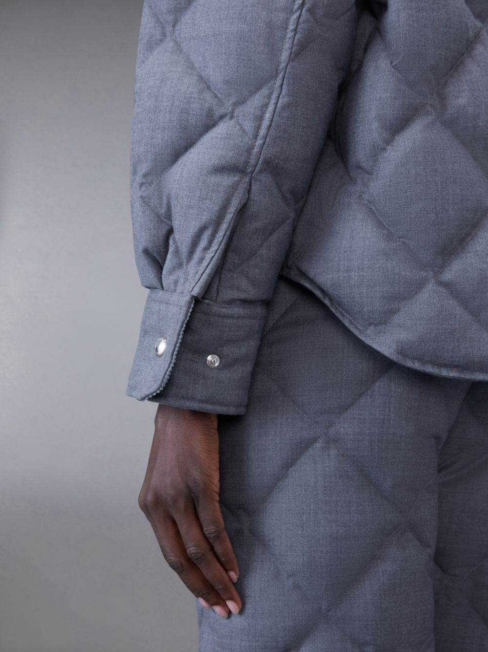 Thom Browne Super 120's Twill Down Hooded Patch Pocket Jacken Damen Grau | MJM80X75275