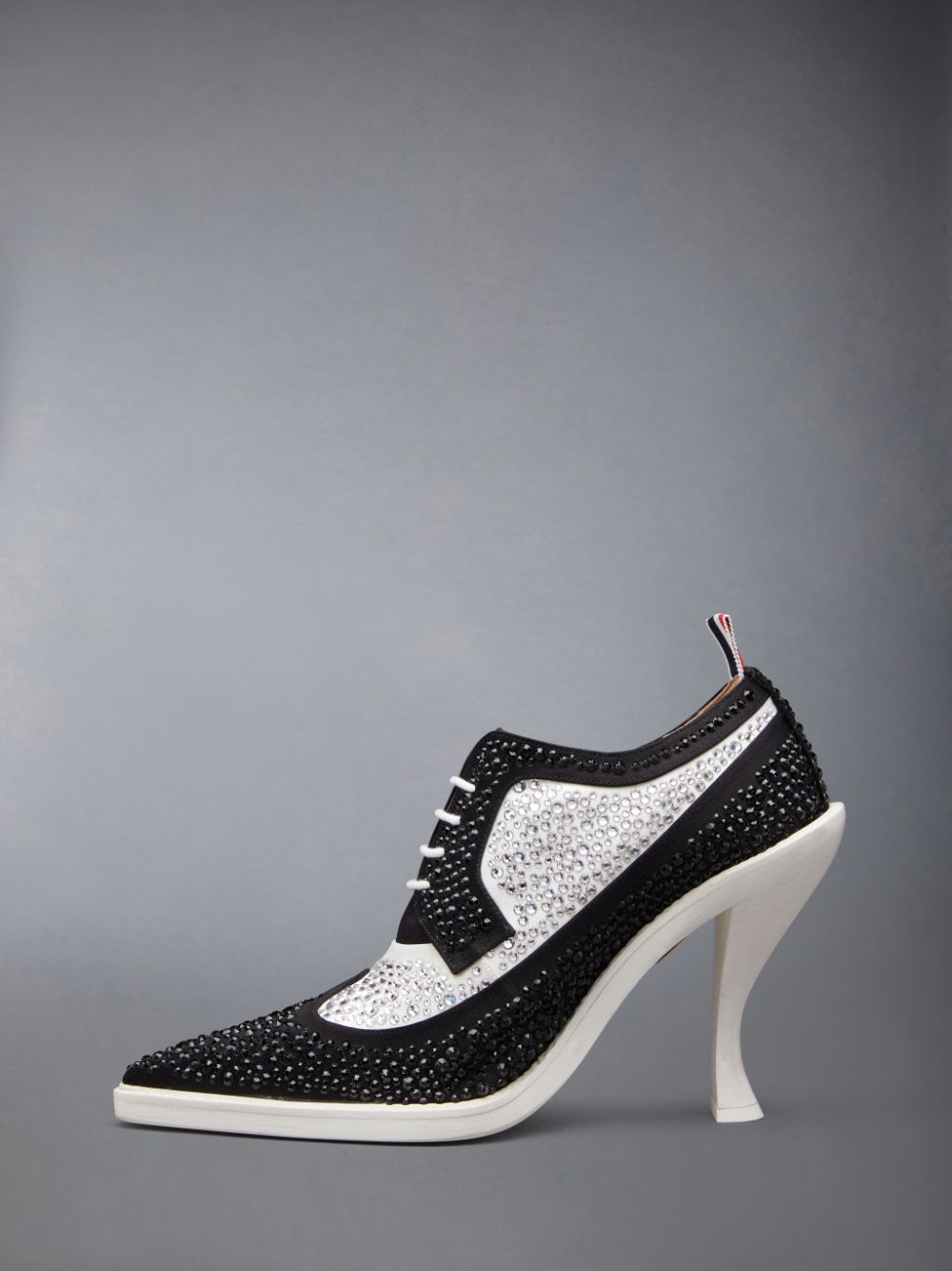 Thom Browne Swarovski Satin Heeled Longwing Brogue Schuhe Damen Schwarz | HDH59X27583