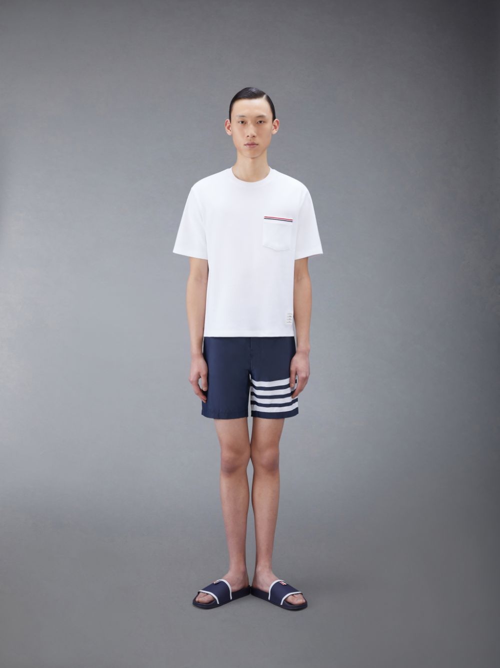 Thom Browne Swim Tech 4-Bar Badehose Herren Blau | RTC14V20337