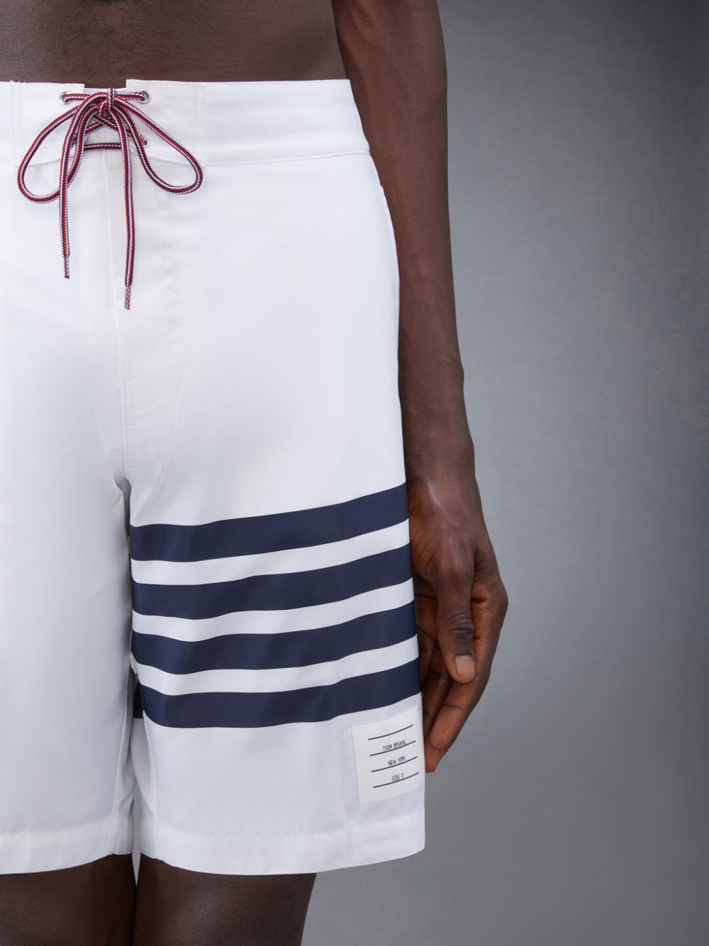 Thom Browne Swim Tech 4-Bar Badehose Herren Weiß | LSW97A68603