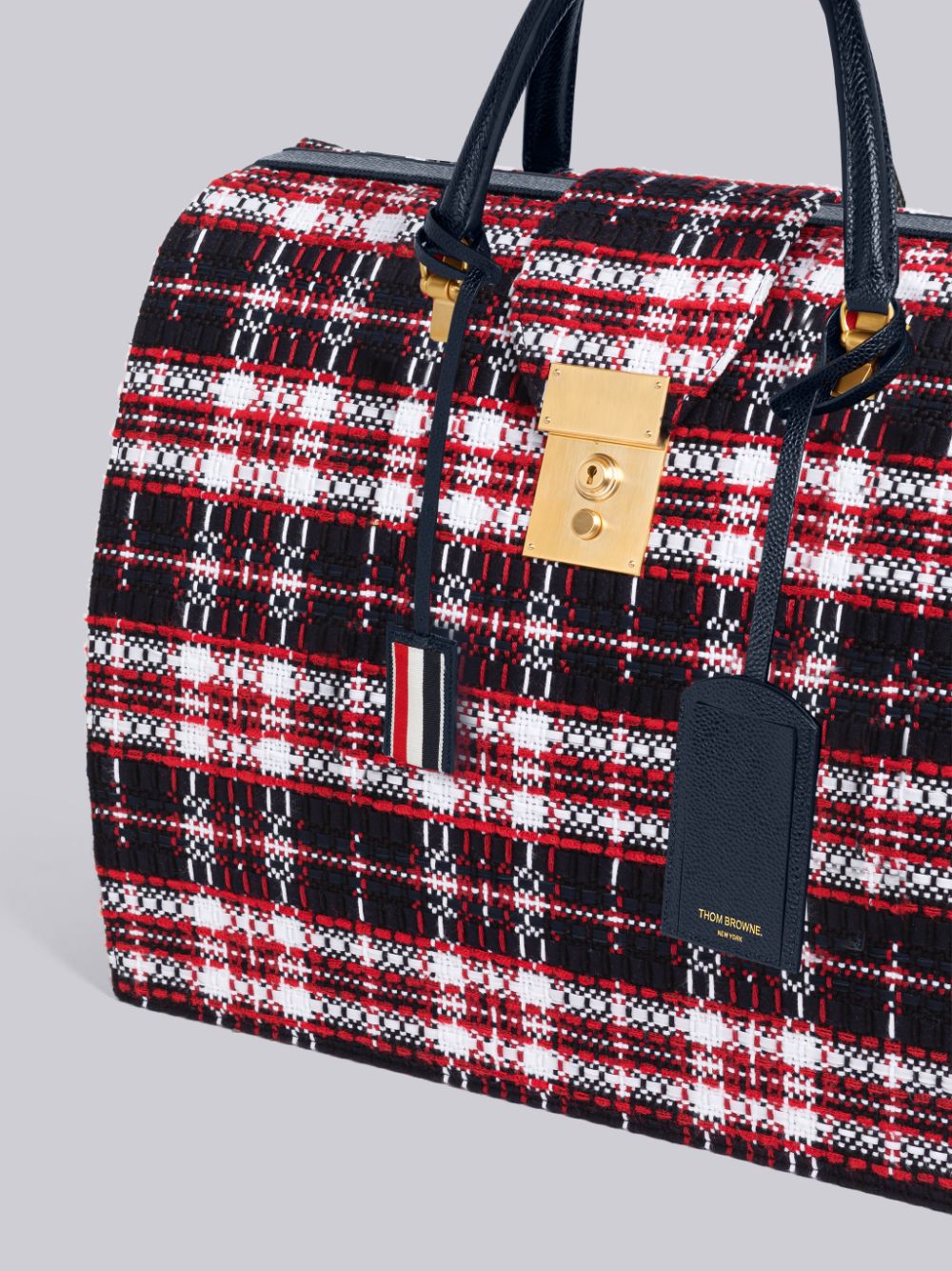 Thom Browne Tartan Tweed Mr. Duffle Tasche Herren Rot | OLL67W38205