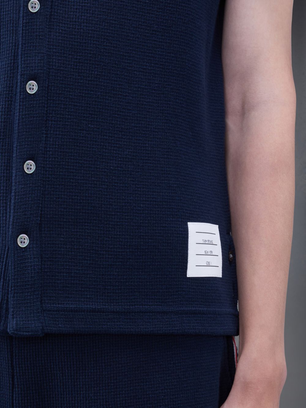 Thom Browne Textured Cotton Short Sleeve Polo Hemd Herren Blau | YXY21H61731
