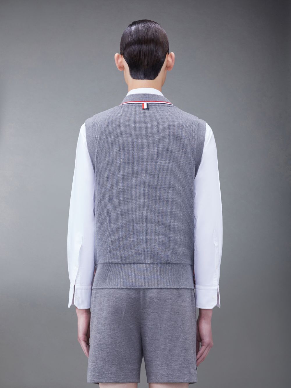 Thom Browne Textured Cotton V-Neck Weste Herren Grau | QFX39S86493