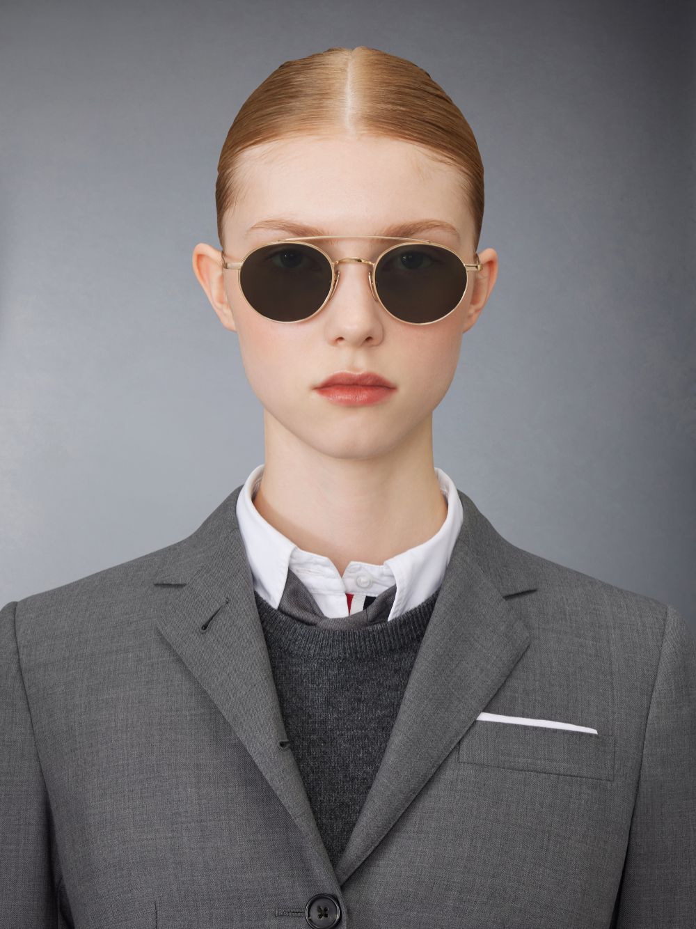 Thom Browne Titanium Round Sonnenbrille Damen Gold | NGN84W38422