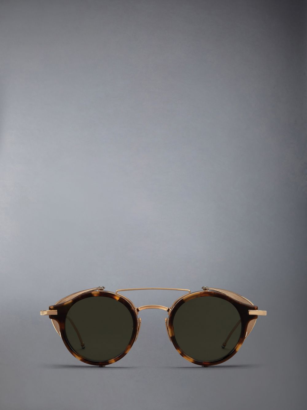 Thom Browne Tortoise Acetate And Titanium Round W/ Side Shields Sonnenbrille Damen Braun | GLC19X84817