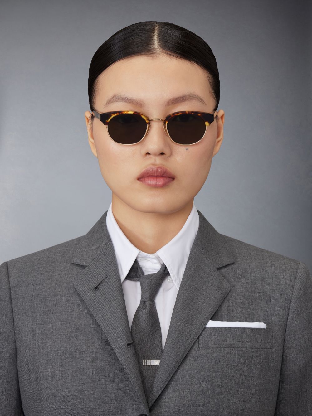 Thom Browne Tortoise Acetate And Titanium Oval Sonnenbrille Damen Braun | WMD95T72625