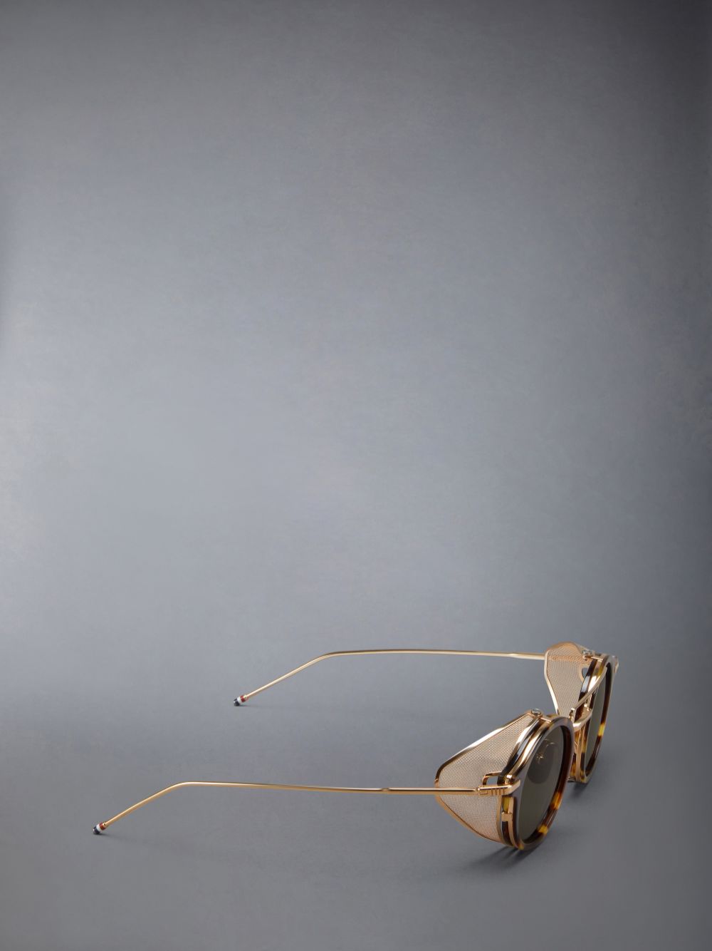 Thom Browne Tortoise Acetate And Titanium Round W/ Side Shields Sonnenbrille Herren Braun | KTE52F79108