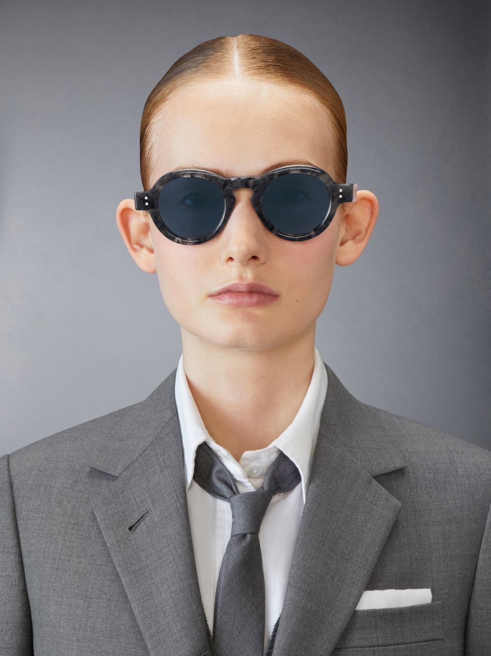 Thom Browne Tortoise Acetate Round Sonnenbrille Herren Grau | EGV83J40426