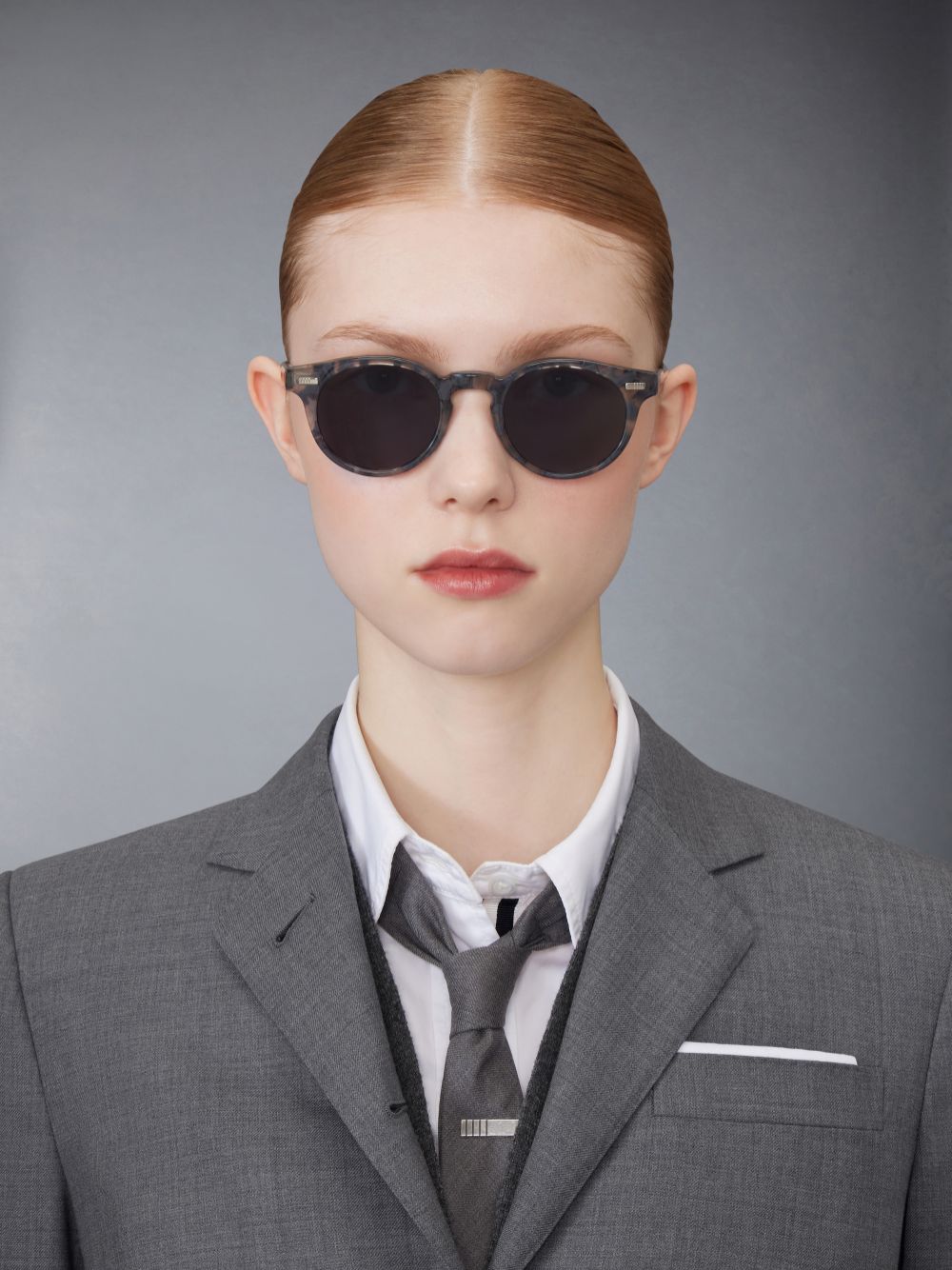 Thom Browne Tortoise Acetate Round Sonnenbrille Herren Grau | BTX73C43050