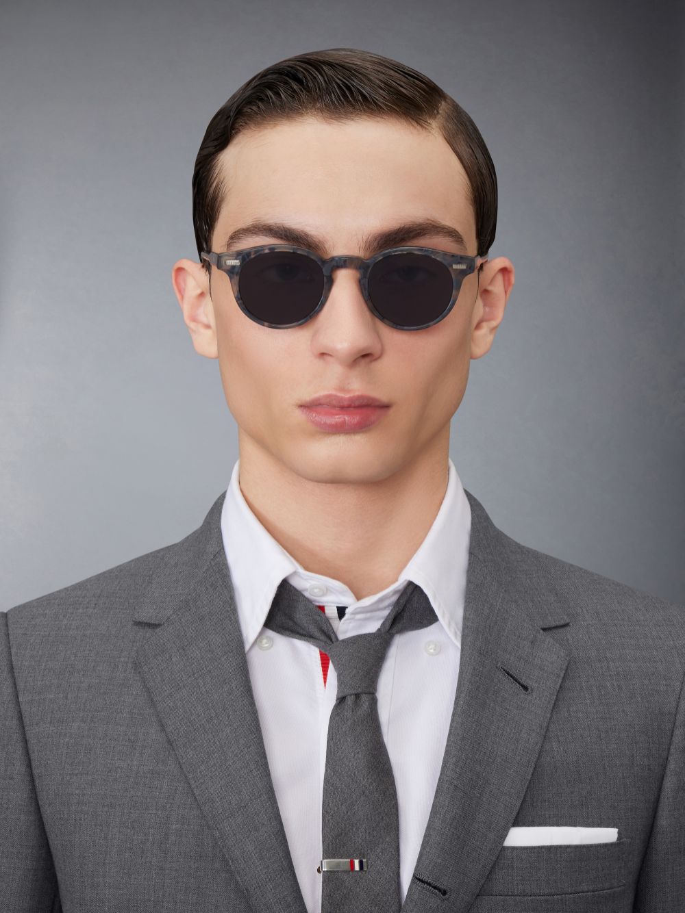 Thom Browne Tortoise Acetate Round Sonnenbrille Herren Grau | BTX73C43050