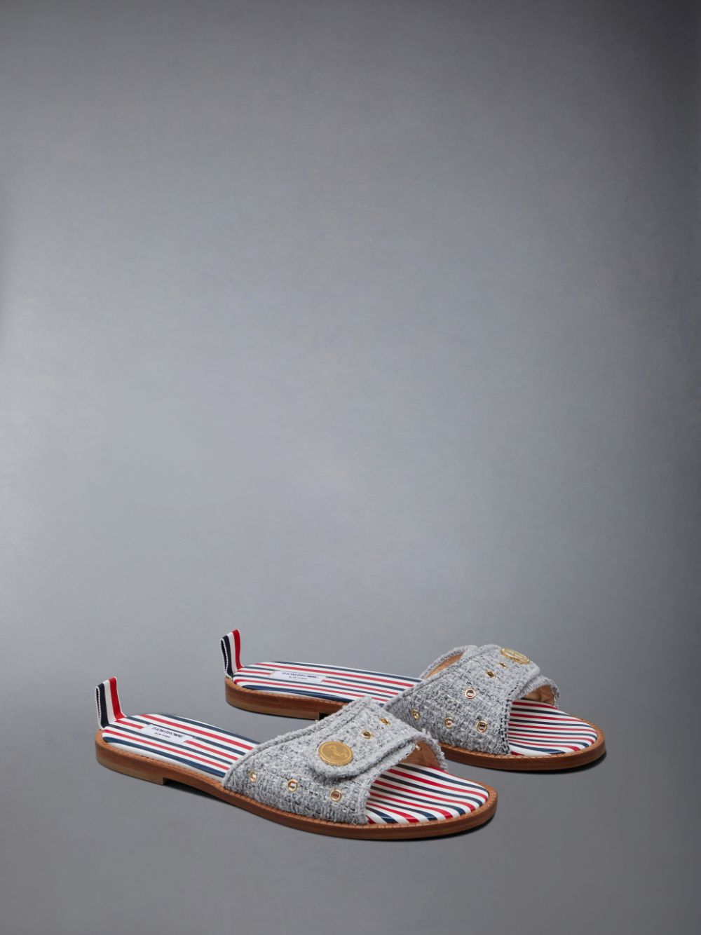 Thom Browne Tweed Anchor Button Claquette Mules Damen Grau | UDF17D53819