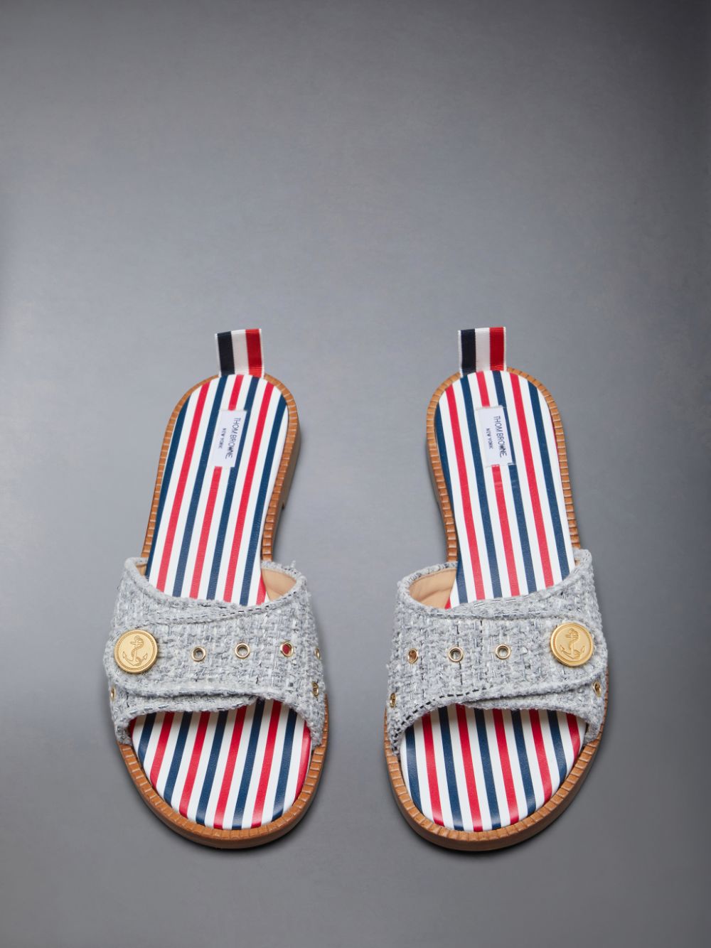 Thom Browne Tweed Anchor Button Claquette Mules Damen Grau | UDF17D53819
