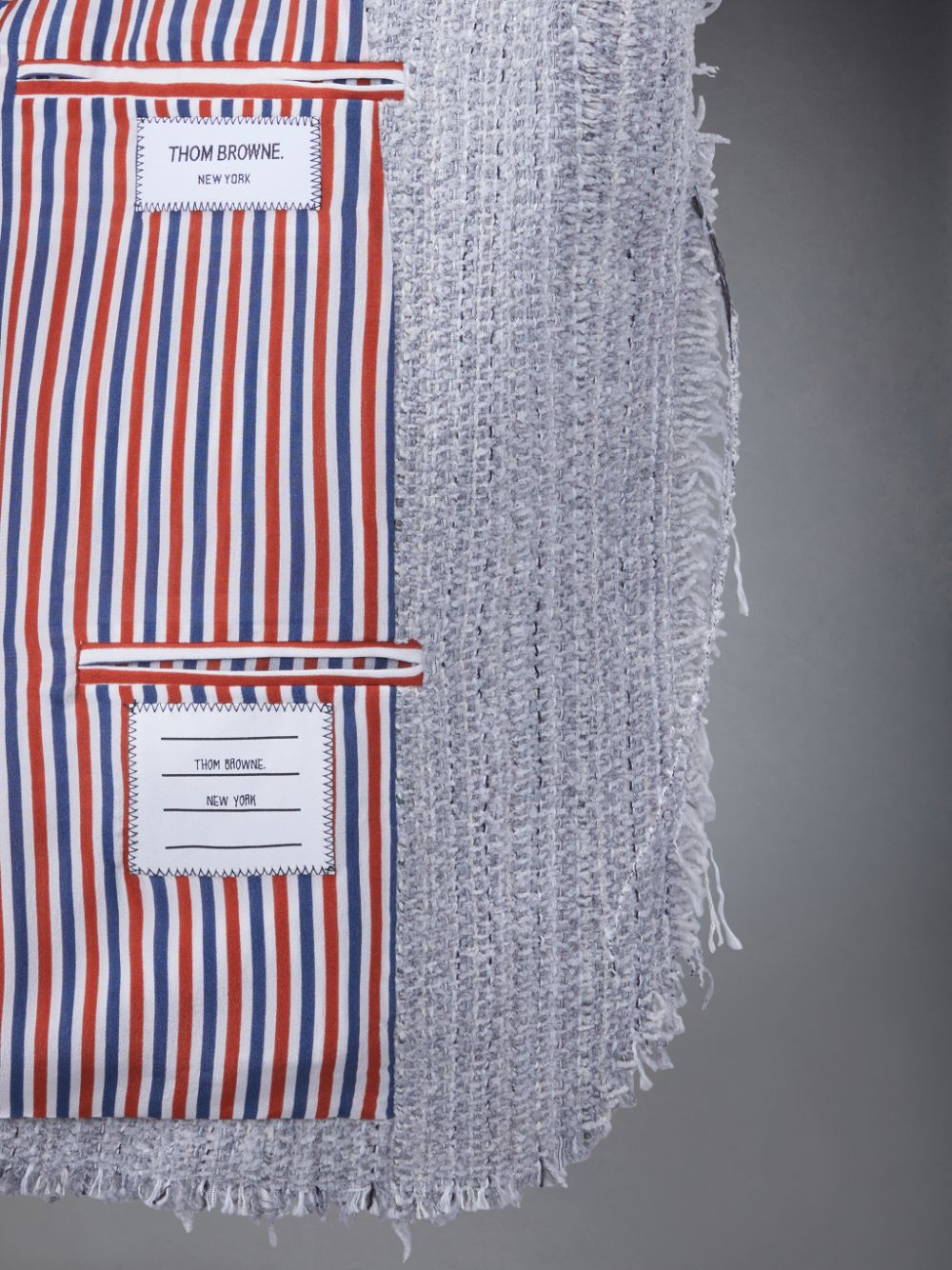 Thom Browne Tweed Fray 4-Bar Cropped Sack Jacken Damen Grau | QBY93B34790