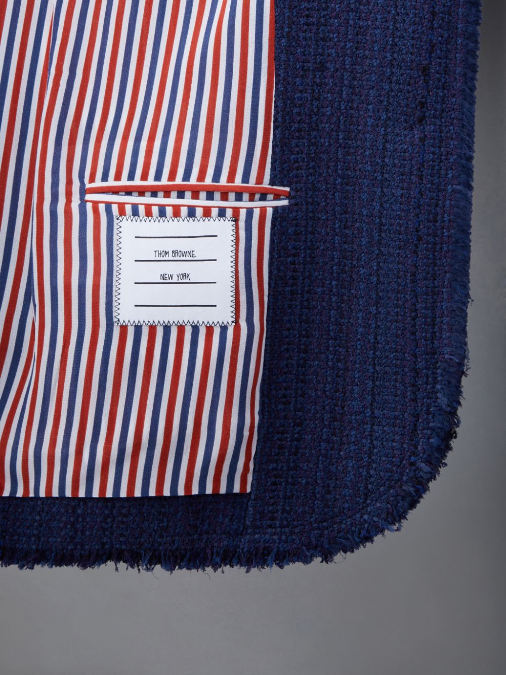 Thom Browne Tweed Fray 4-Bar Cropped Sack Jacken Damen Blau | KWM59U32428