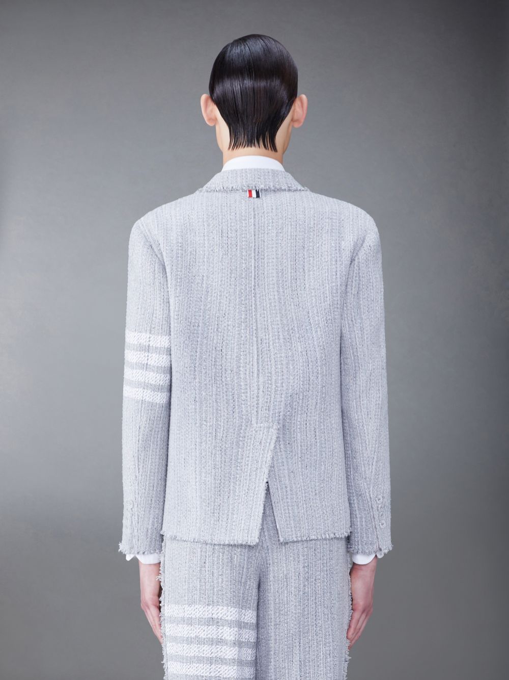 Thom Browne Tweed Fray 4-Bar Sack Jacken Herren Grau | HJW30R16065