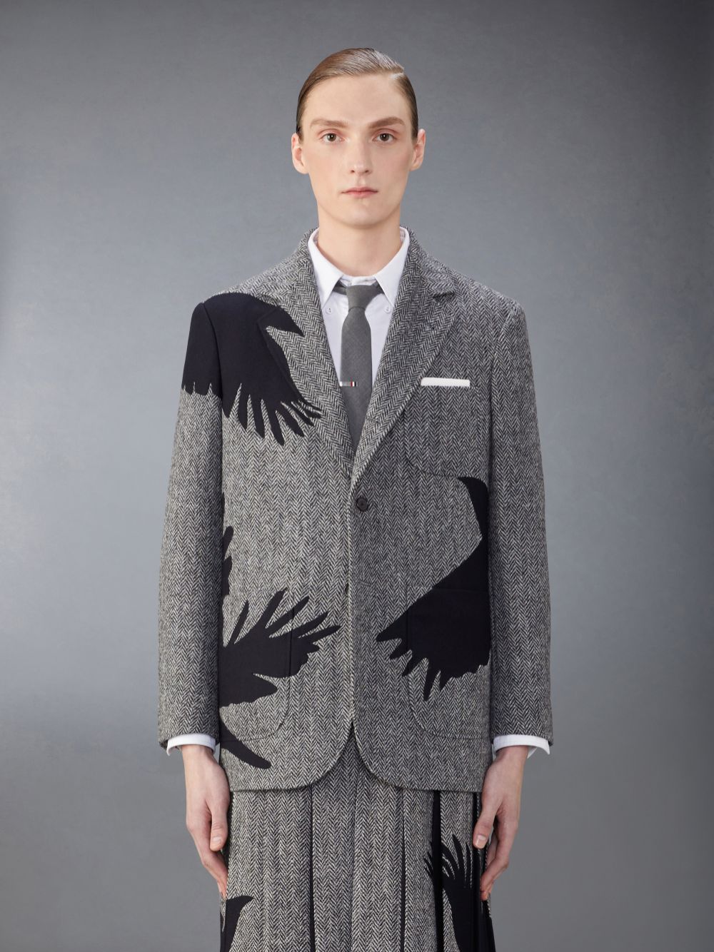 Thom Browne Tweed Raven Unstructured Sack Sport Mäntel Herren Schwarz | FUS94D69688
