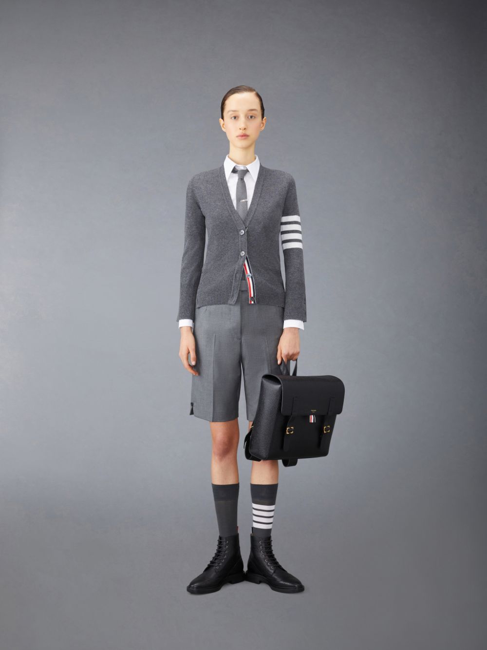 Thom Browne Twill Classic Backstrap Bermuda Kurze Hose Damen Grau | GTE37G28776