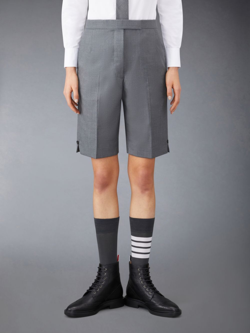 Thom Browne Twill Classic Backstrap Bermuda Kurze Hose Damen Grau | GTE37G28776