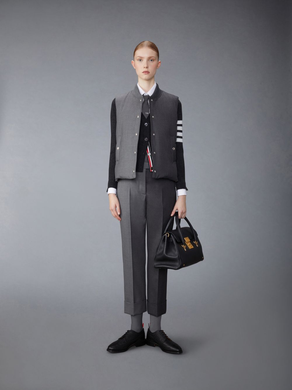 Thom Browne Twill Down Classic Weste Damen Grau | JXL14Y43234