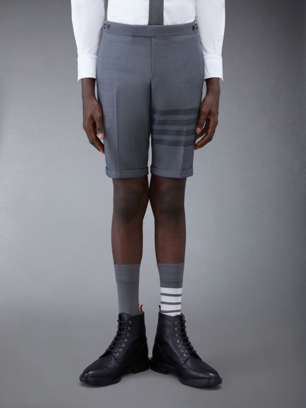 Thom Browne Twill School Uniform 4-Bar Low Rise Kurze Hose Herren Grau | SOU05X35744