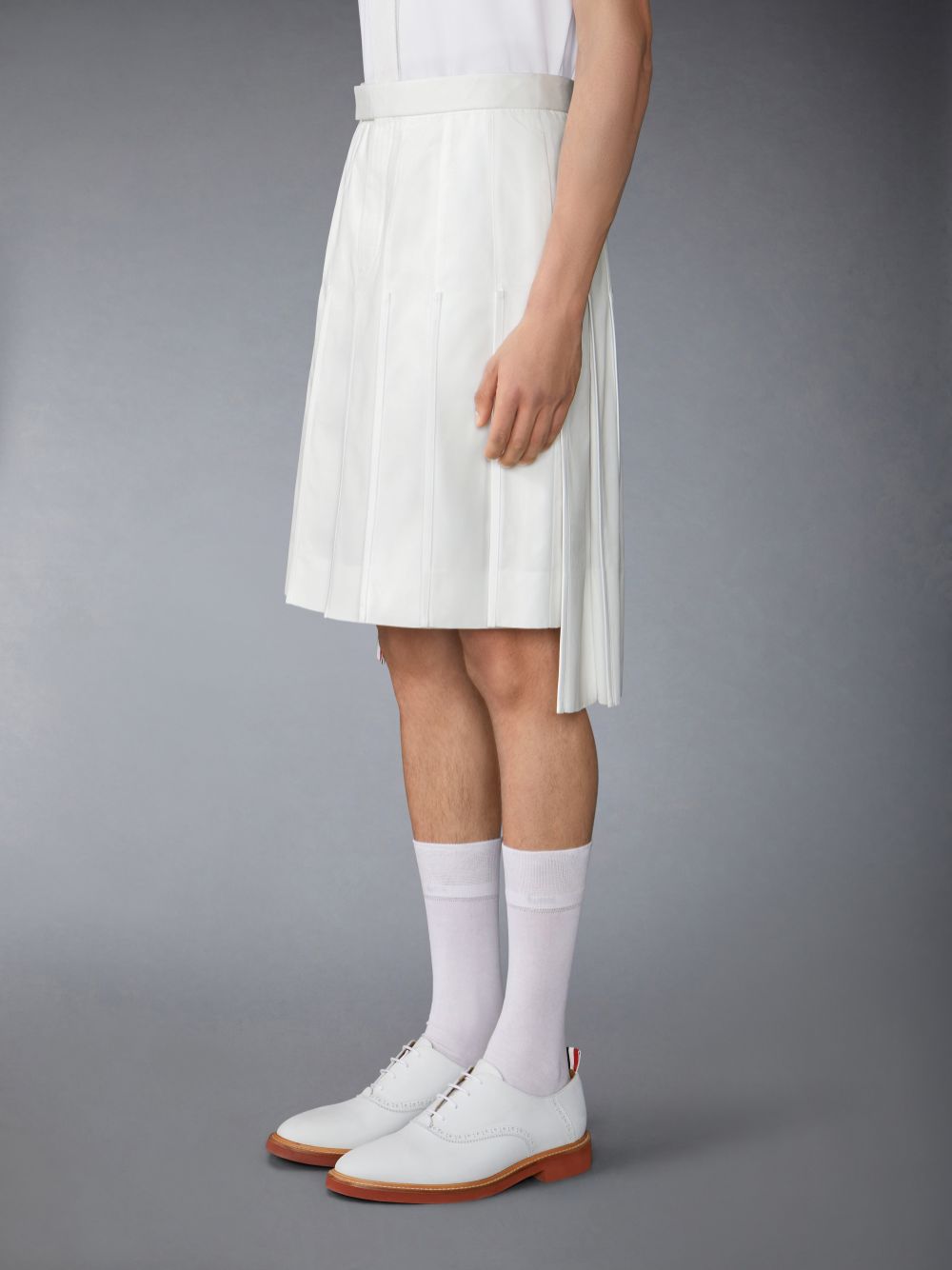 Thom Browne Typewriter Self Tipping Midi Classic Pleated Röcke Herren Weiß | TTB92V71367
