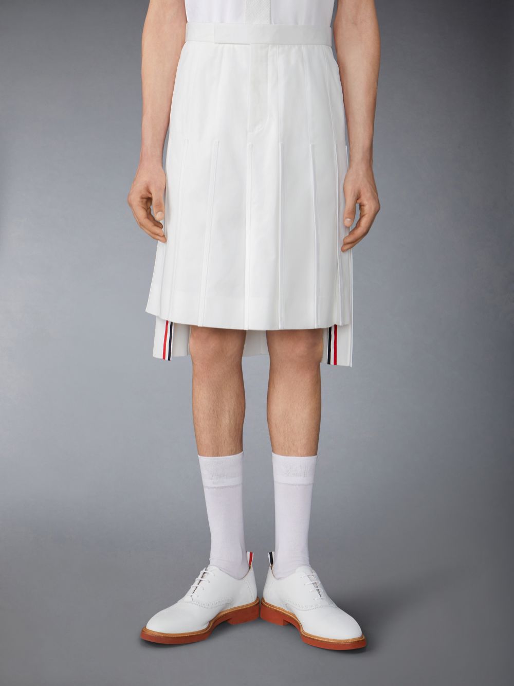 Thom Browne Typewriter Self Tipping Midi Classic Pleated Röcke Herren Weiß | TTB92V71367