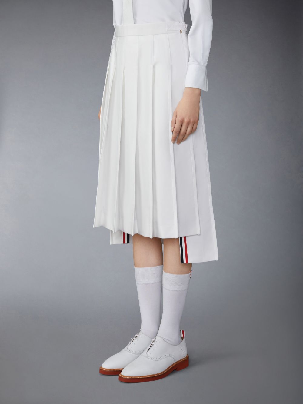 Thom Browne Typewriter Self Tipping Midi Pleated Röcke Damen Weiß | UDE17R90615