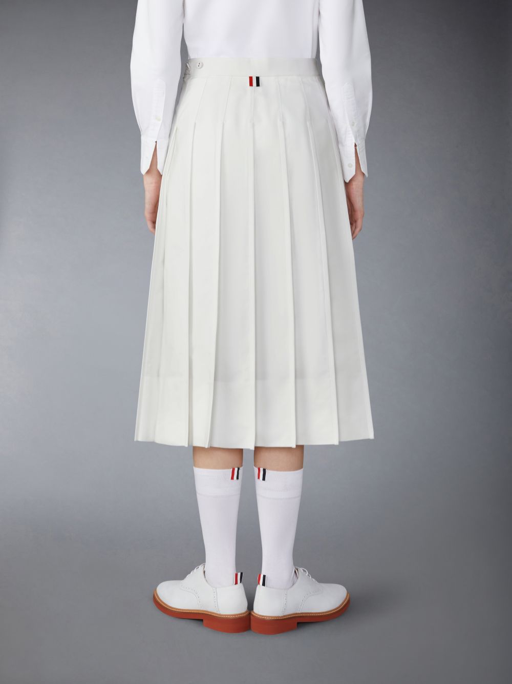 Thom Browne Typewriter Self Tipping Midi Pleated Röcke Damen Weiß | UDE17R90615